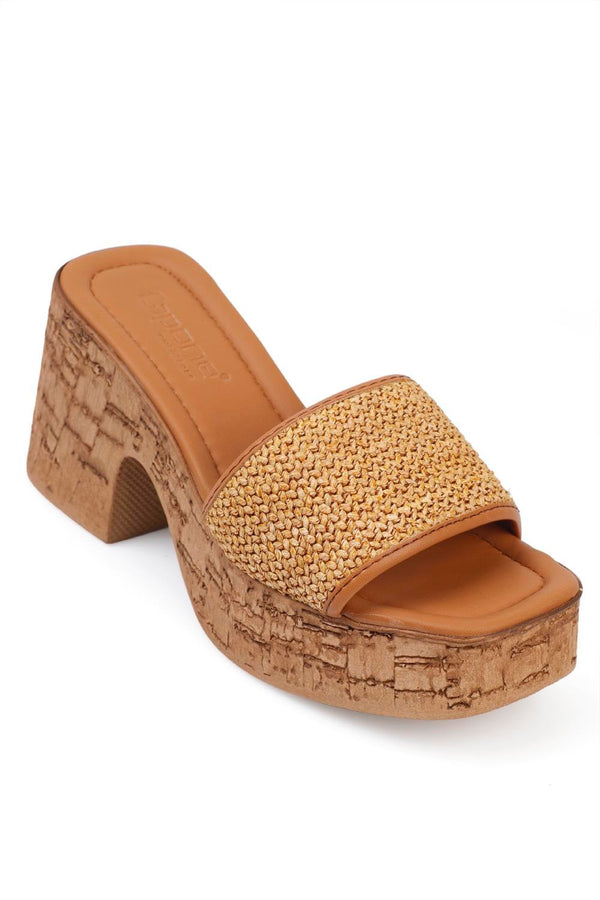 Cork tan, svetlo braon zenske sandale sa platformom, potpetica 8.5cm