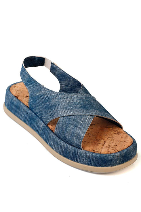 Charlotte dark blue denim, tamno plave zenske sandale sa teksas printom, potpetica 4 cm