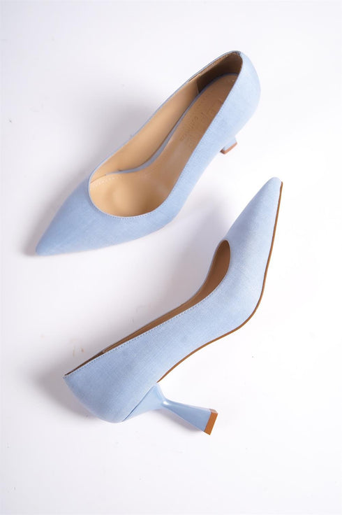 Emma light blue denim, svetlo plave zenske cipele, salonke 7 cm