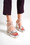 Ankle silver, srebrne ženske sandale sa platofmom, potpetica 11 cm