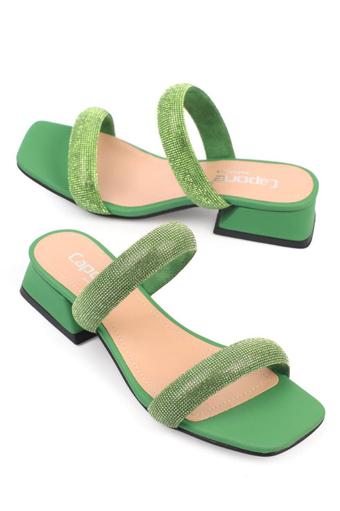 Jada green, zelene zenske sandale, potpetica 4cm