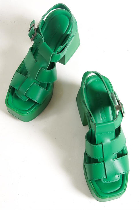 Gladiator green, zelene galdiator sandale sa platformom, potpetica 10.5 cm