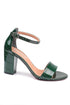 Silvy crocodile dark green, tamno zelene zenske sandale sa kaisem oko clanka, potpetica 8.5cm