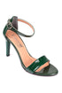 Selena crocodile green, zelene zenske sandale sa srednjom stiklom, potpetica 9cm