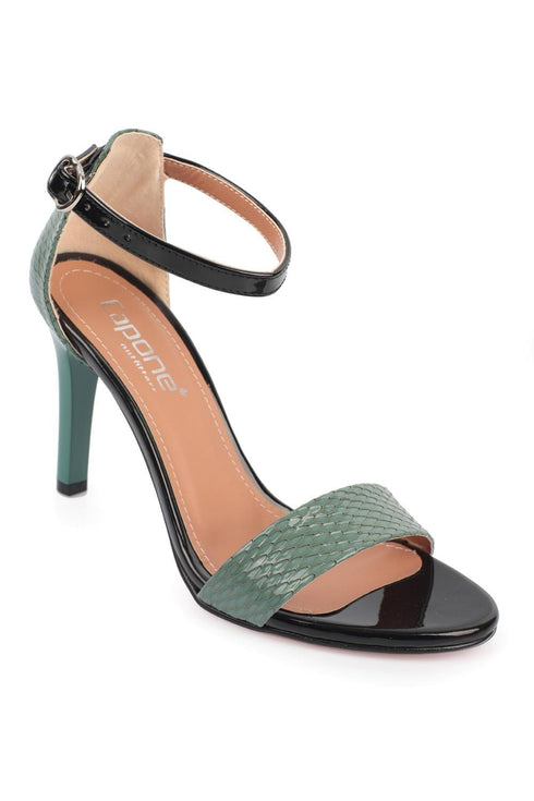 Selena phyton green, zelene zenske sandale sa kaisem oko clanka, potpetica 9cm