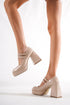 Boom beige, bež lakovane cipele sa platformom, ženske lakovane cipele 9.5 cm