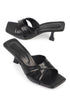 Yara dark black, crne zenske sandale sa ukrstenim remenom, potpetica 5.5cm