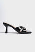 Yara black, crne zenske sandale sa ukrstenim remenom, potpetica 8cm