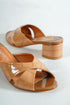 Mina crocodile brawn, svetlo braon zenske sandale sa ukrstenim remenom, potpetica 5.5cm