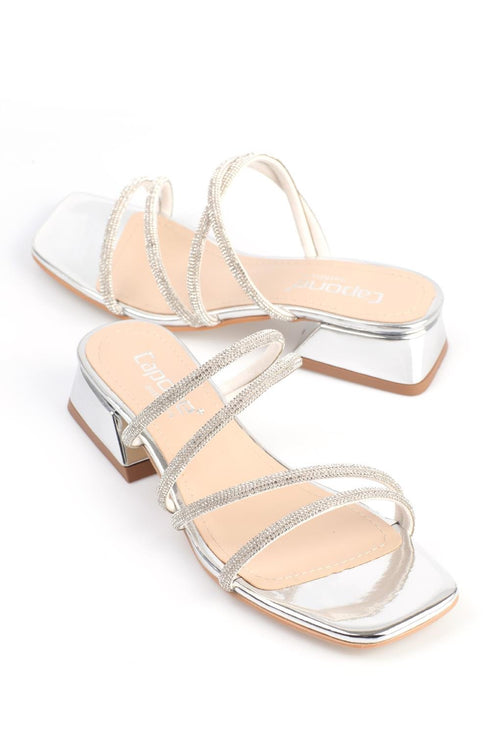 Hana silver, srebrne zenske sandale sa niskom potpeticom, potpetica 4cm