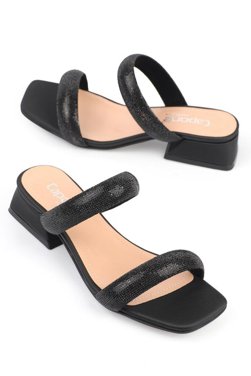Jada black, crna zenska sandala, potpetica 4cm