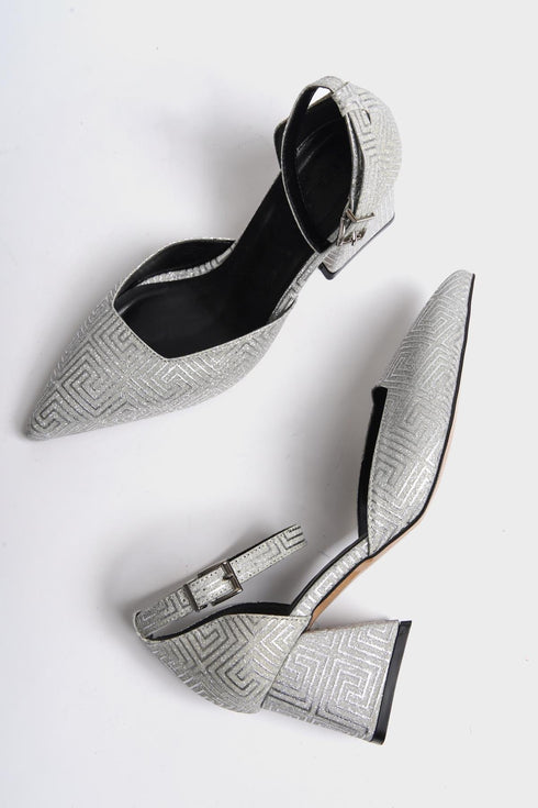 Noor silver, srebrne ženske cipele sa srednjom štiklom, štikle 6 cm