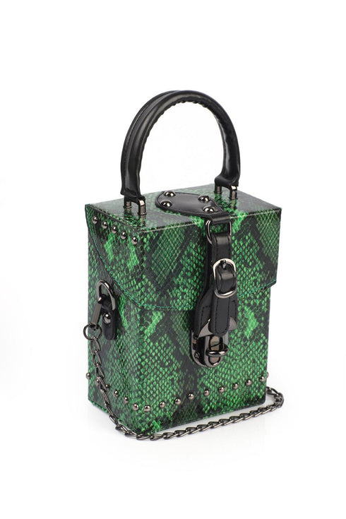Rome green snake, zelena ženska torbica, lakovana tašna sa zmijskim printom