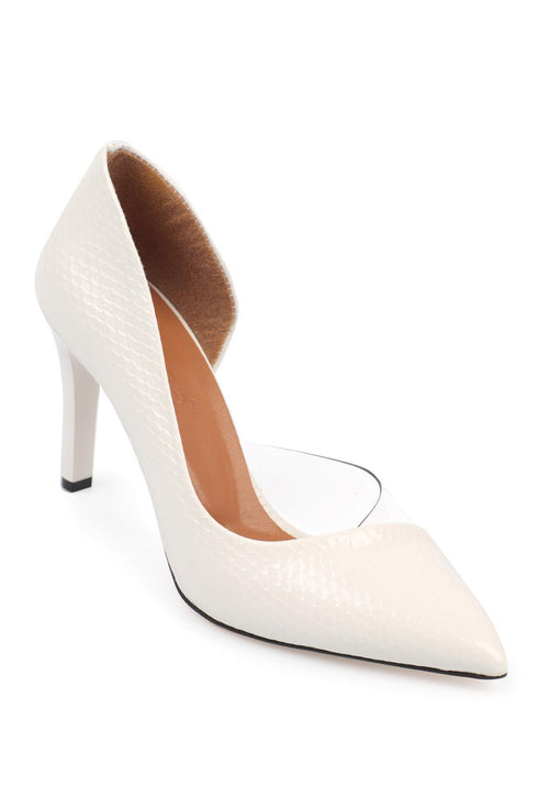 Arya white, bele ženske cipele sa štiklom, salonke 9 cm